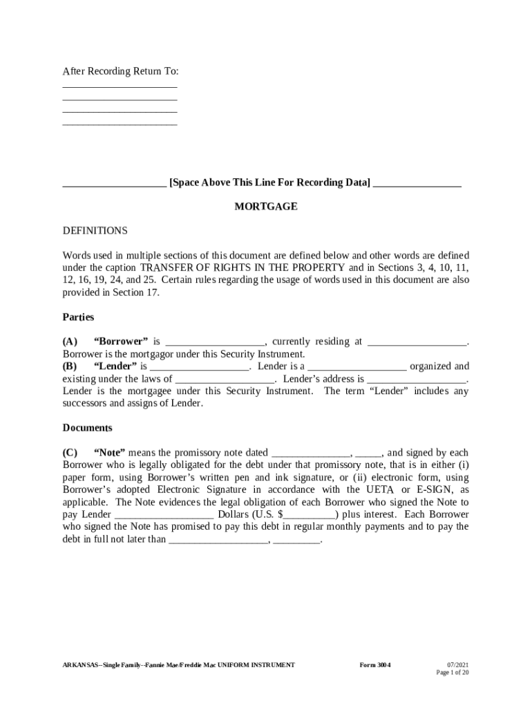 Arkansas Mortgage Doc Template pdfFiller