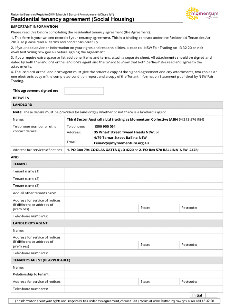 Fillable Online Residential tenancy agreement Form 1AA Fax Email Print pdfFiller