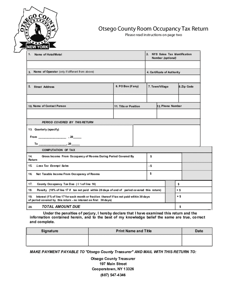 20142024 Form NY Room Occupancy Tax Return Otsego County Fill Online