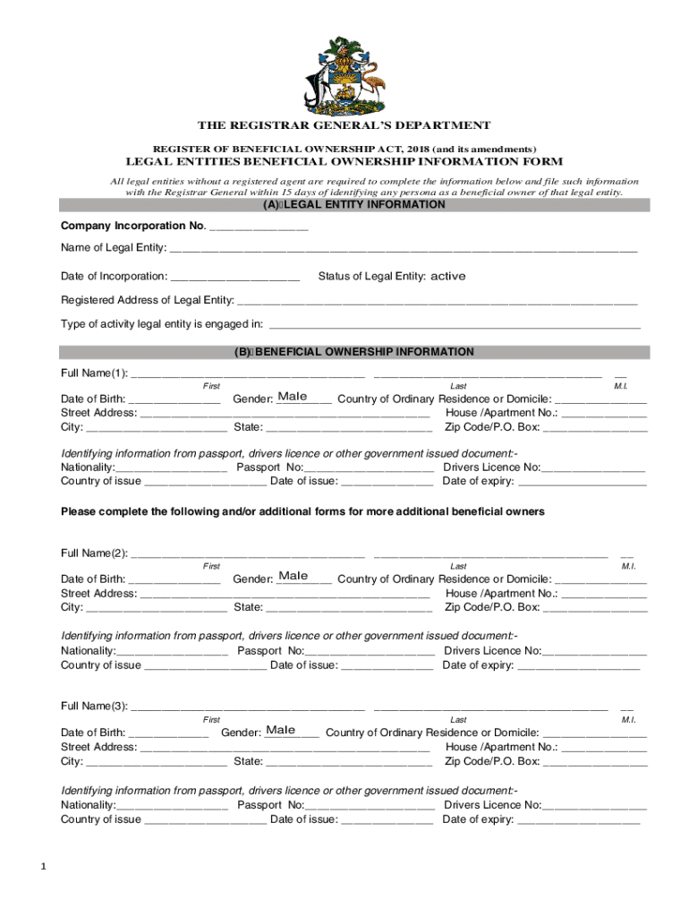 Fillable Online legal entities beneficial ownership information form