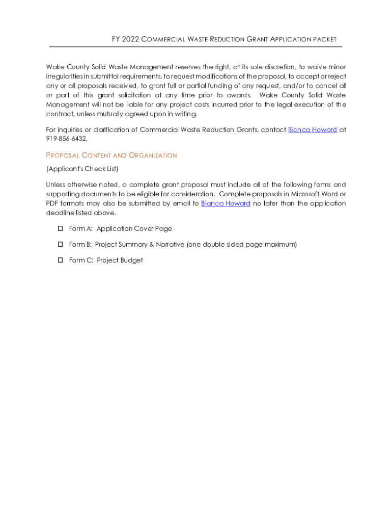 Fillable Online Wake County Environmental Services, Solid Waste Fax Email Print pdfFiller