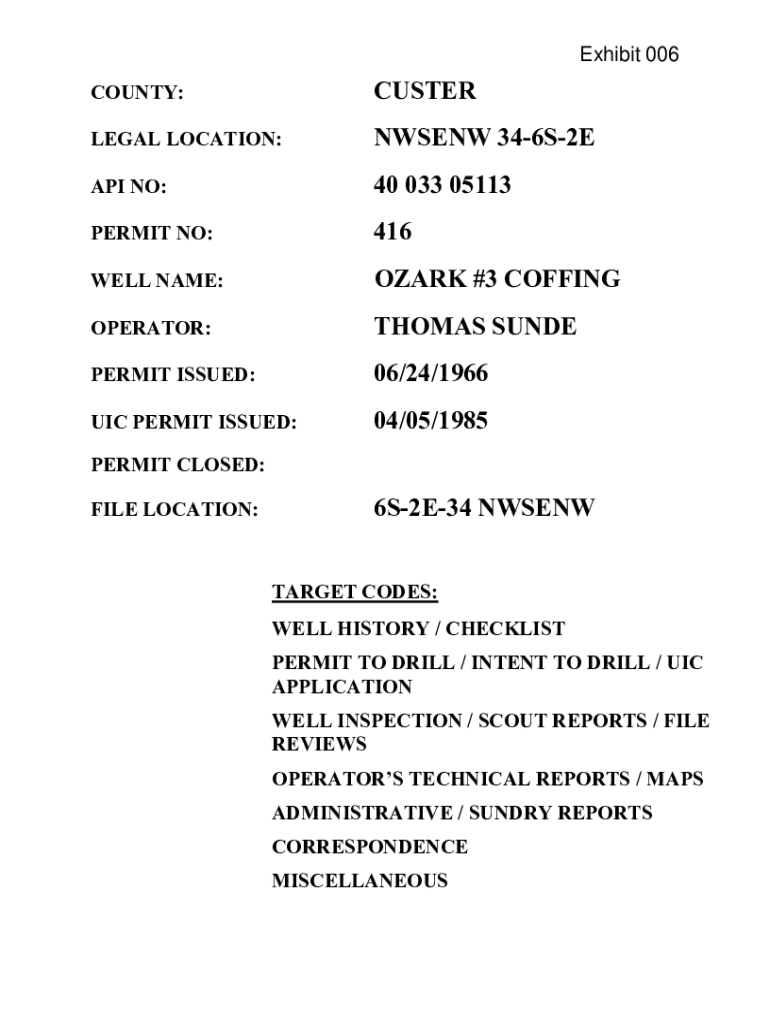 Fillable Online Permit File Ozark 3 Coffing Class II UIC Well Fax Email Print pdfFiller