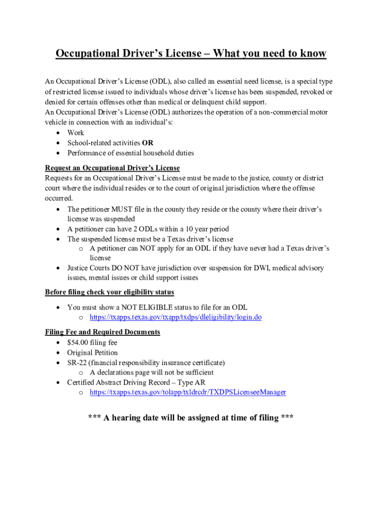 Fillable Online Occupational Driver's LicenseWhat you need to know Fax