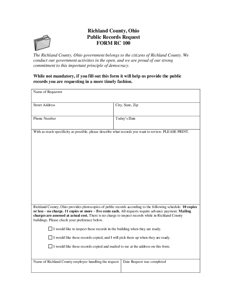 Fillable Online jackson county, ohio public records request form rc