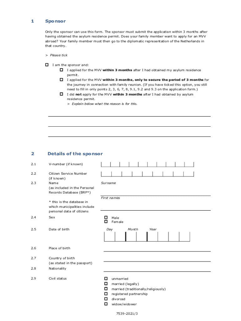 Fillable Online Application for a Regular Provisional Residence Permit