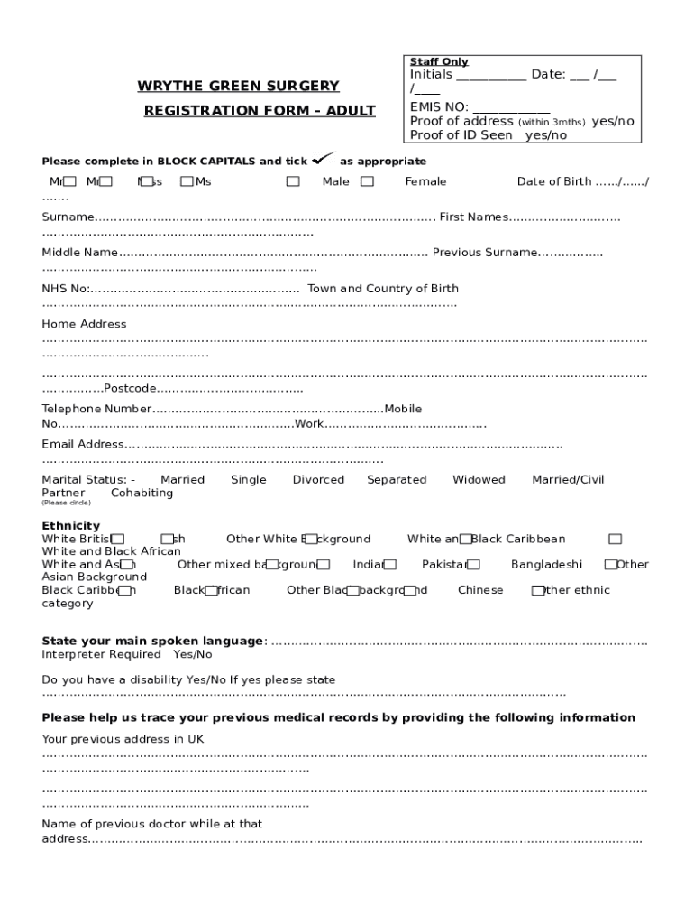 How to register with a GP surgery Doc Template pdfFiller