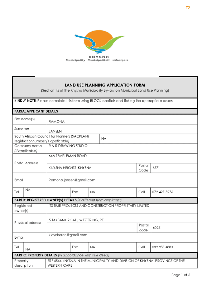 Fillable Online (Section 15 of the Knysna Municipality Bylaw on