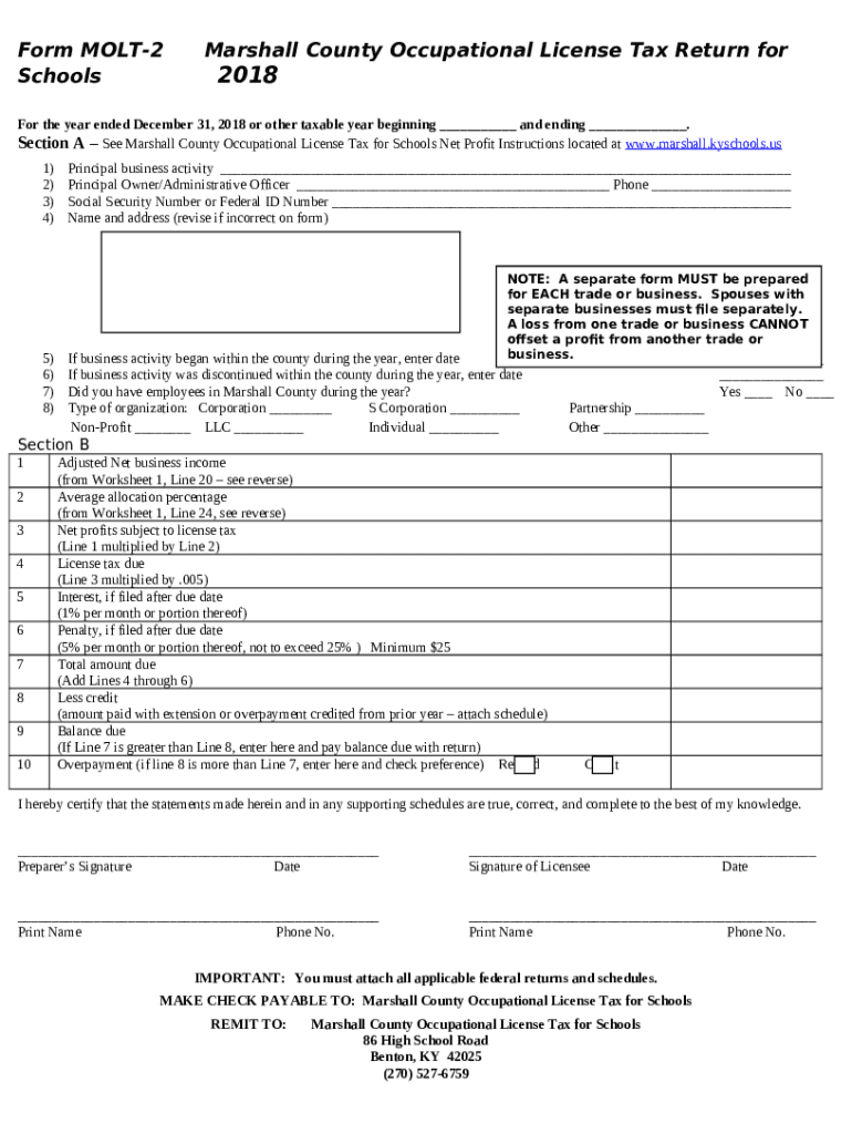 Occupational Tax Office Marshall County Schools Doc Template pdfFiller