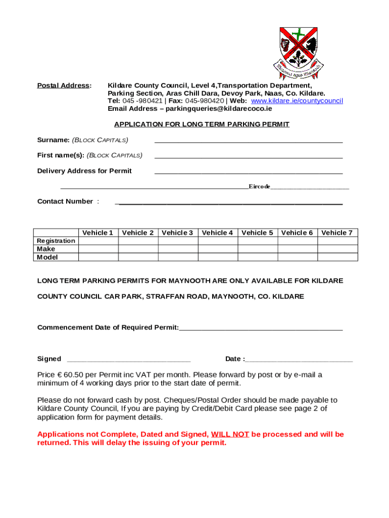 kildare county council planning application Doc Template pdfFiller