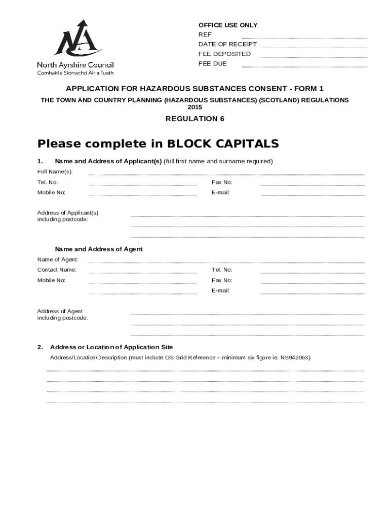 Application for Hazardous Substances Consent 1 Doc Template pdfFiller
