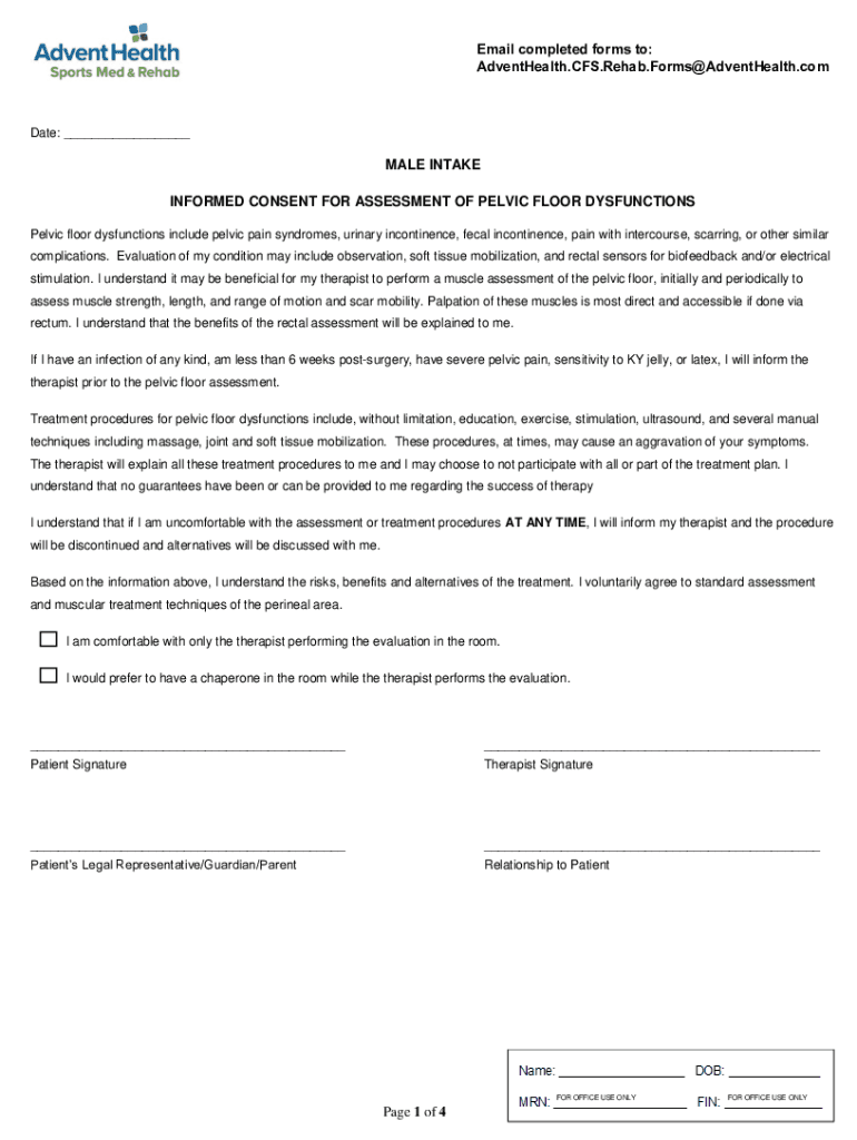 Fillable Online male intake informed consent for assessment of pelvic