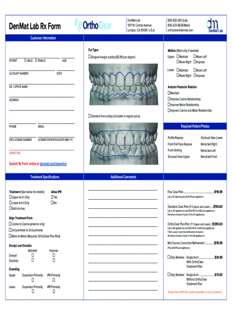 Fillable Online DenMat Lab Rx Form Fax Email Print pdfFiller