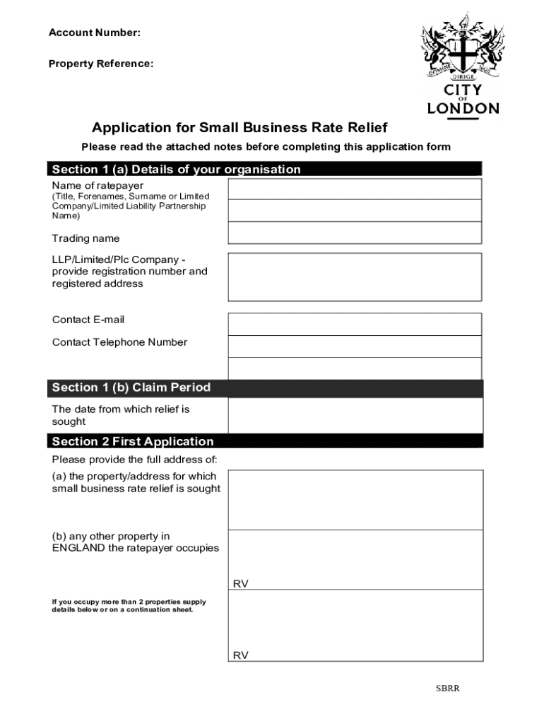 Fillable Online Small business rate relief application. Small business