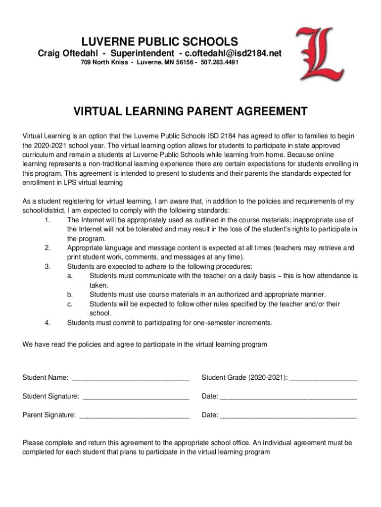 Fillable Online Luverne Public Schools Home Fax Email Print pdfFiller