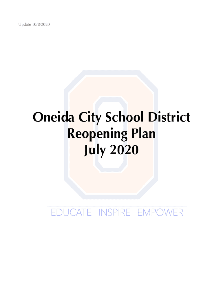 Fillable Online Oneida City School District Reopening Plan 1082020docx