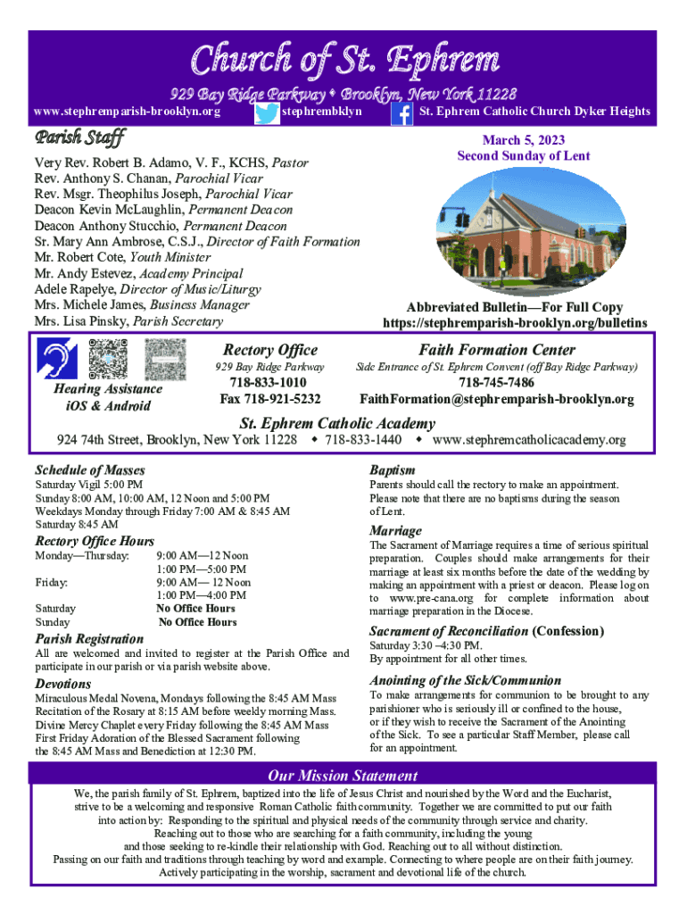 Fillable Online St. Ephrem Church celebrates 100 years Fax Email Print