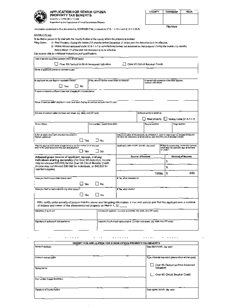 Fillable Online Application for Senior Citizen Property Tax Benefits