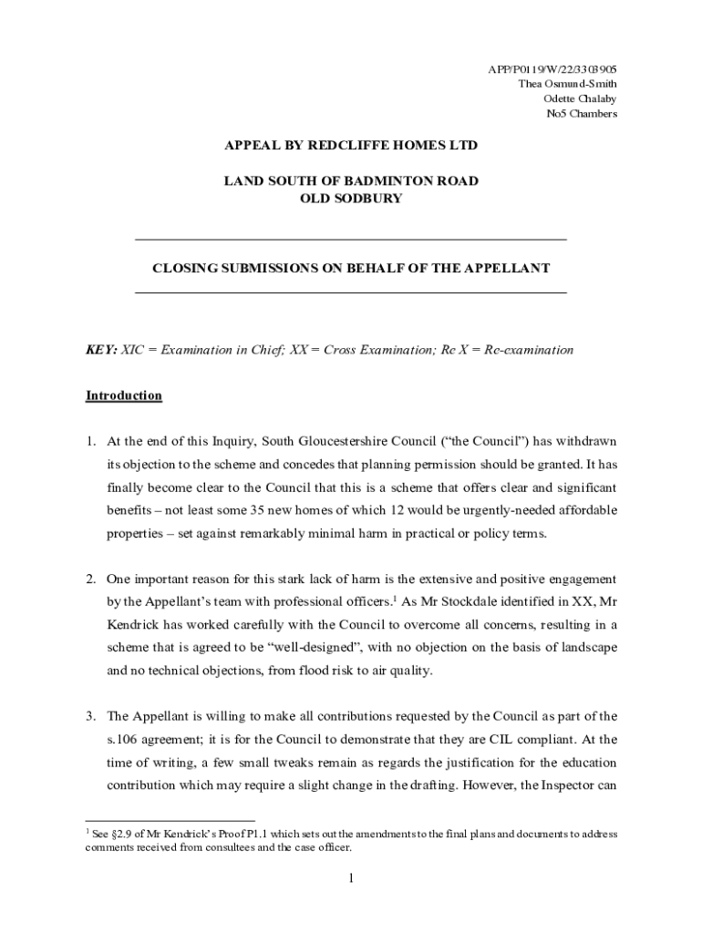 Fillable Online hosted southglos gov Land at South of Badminton Road