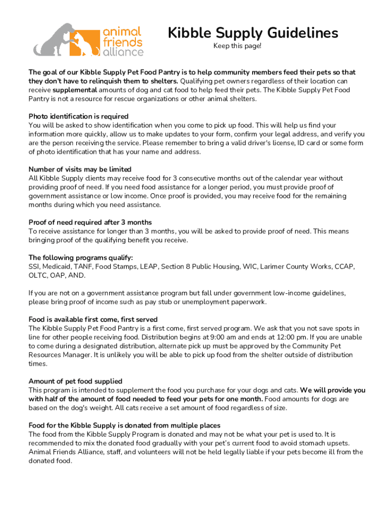 Fillable Online Pet Food Bank. Owners can be faced with having Fax