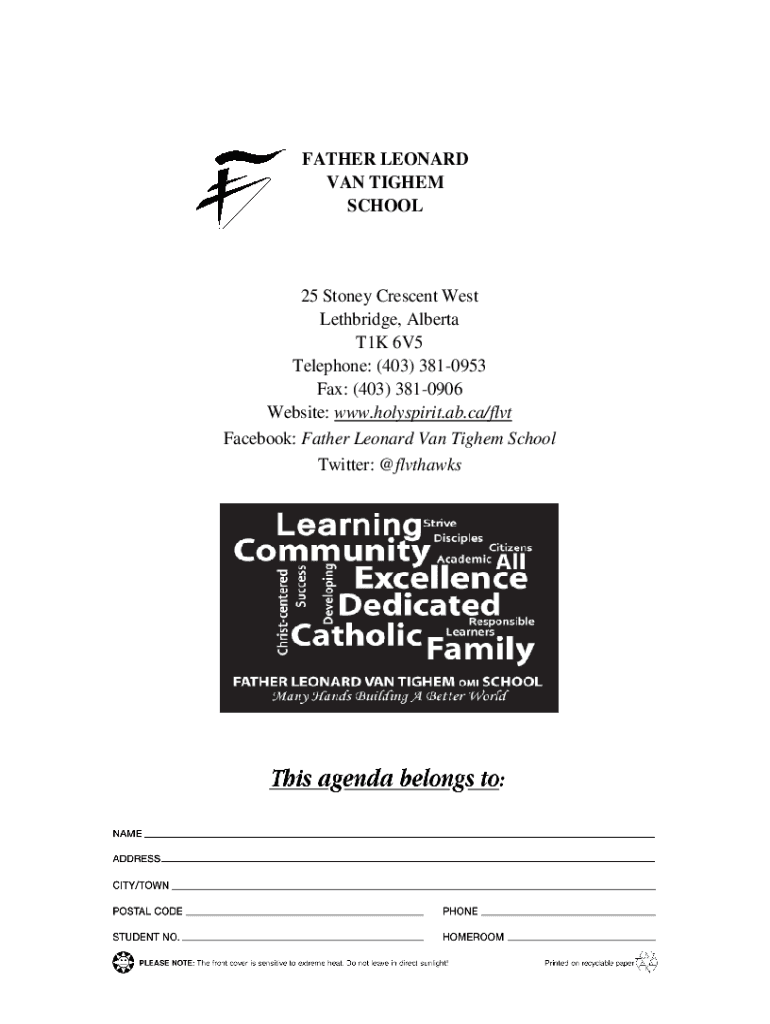 Fillable Online Contact Father Leonard Van Tighem School Fax Email