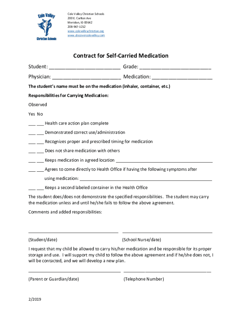 Fillable Online Nurses Corner Cole Valley Christian Schools Fax Email