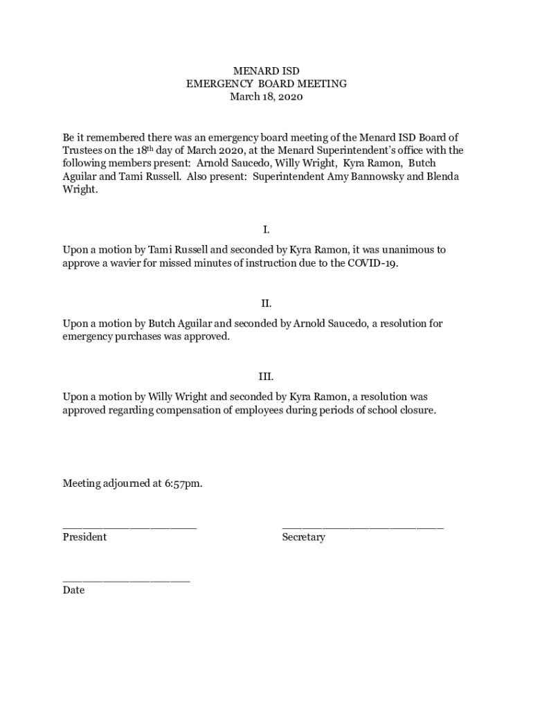 Fillable Online RESOLVED Menard ISD students evacuated Fax Email Print