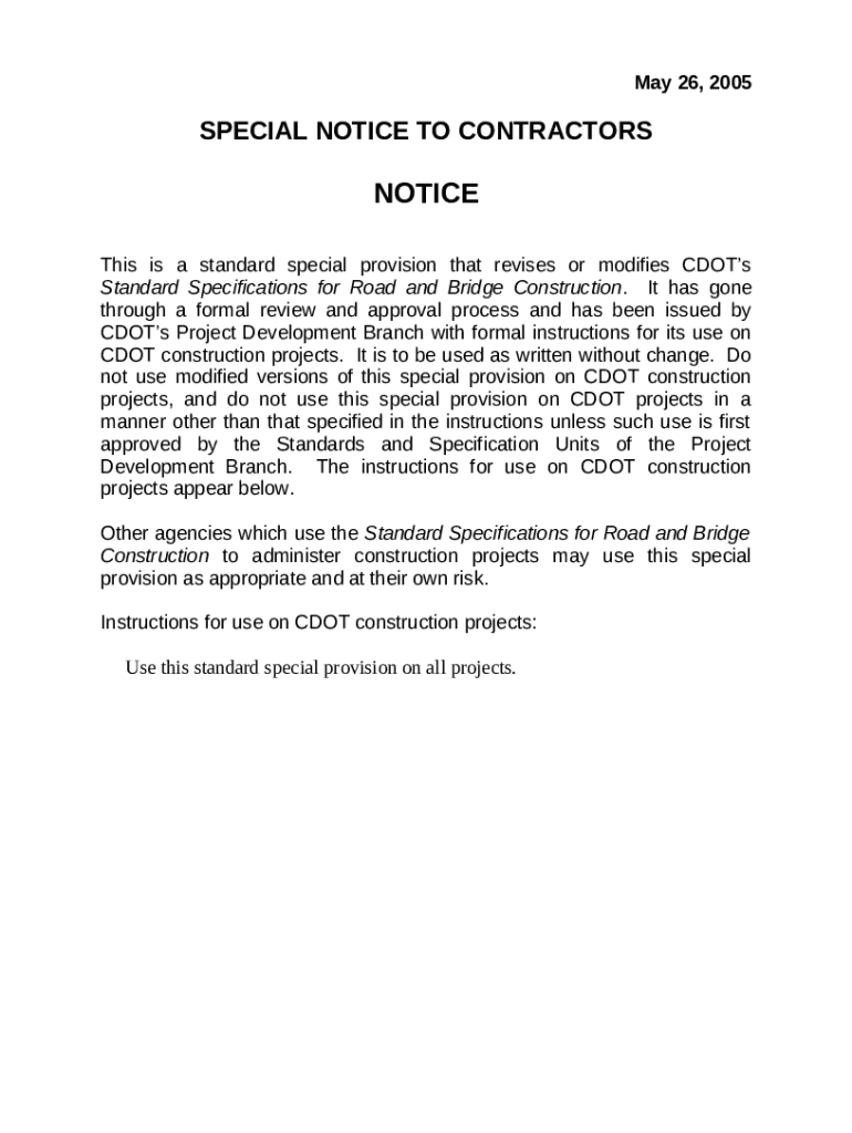 Standard Specifications Road And Bridge Construction Doc Template pdfFiller