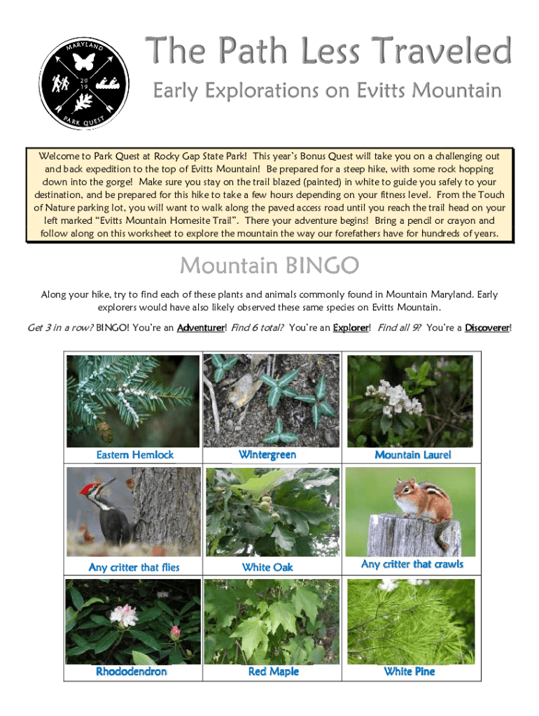 Fillable Online dnr maryland Park Quest at Rocky Gap State Park Fax