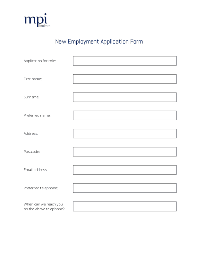 Fillable Online New Employment Application Form Fax Email Print pdfFiller