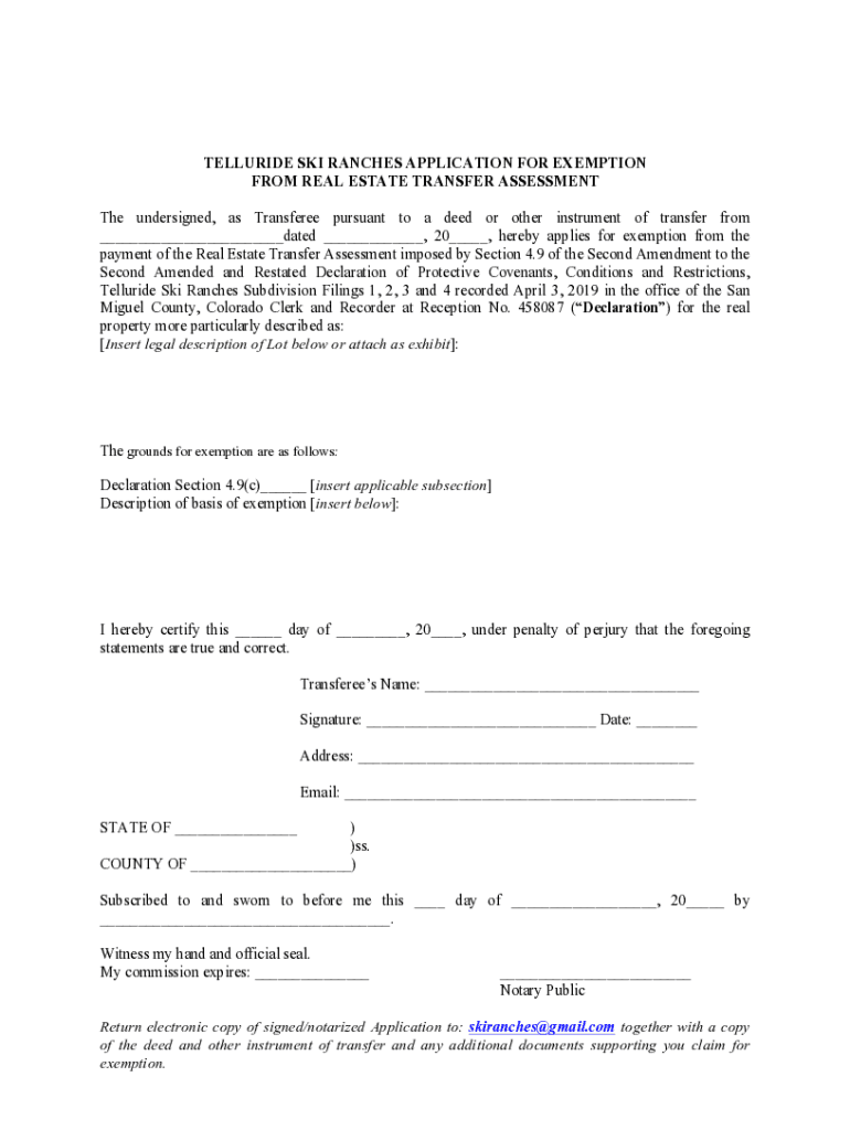 Fillable Online 20190212 DRAFT RETA Exemption App FORM Fax Email Print