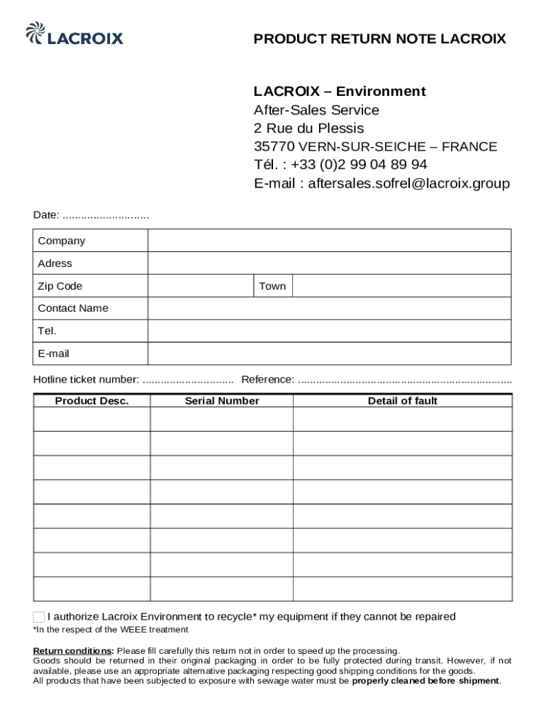 Return voucher .word file LACROIX Environment Doc Template pdfFiller