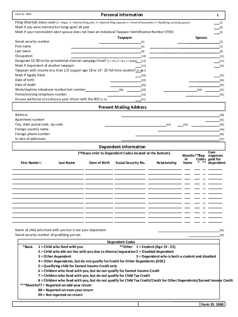 Fillable Online Filing(Marital)statuscode(1Single,2Marriedfilingjoint