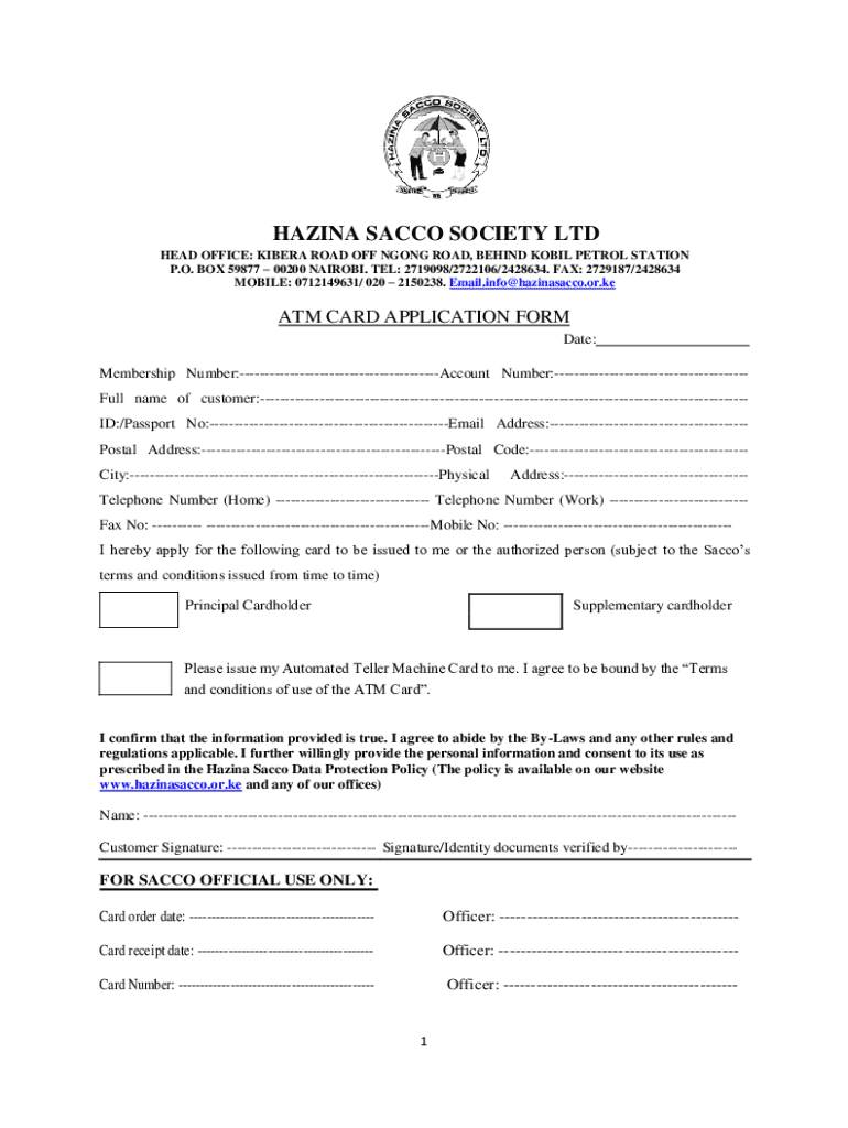 Fillable Online atm card application form Fax Email Print pdfFiller