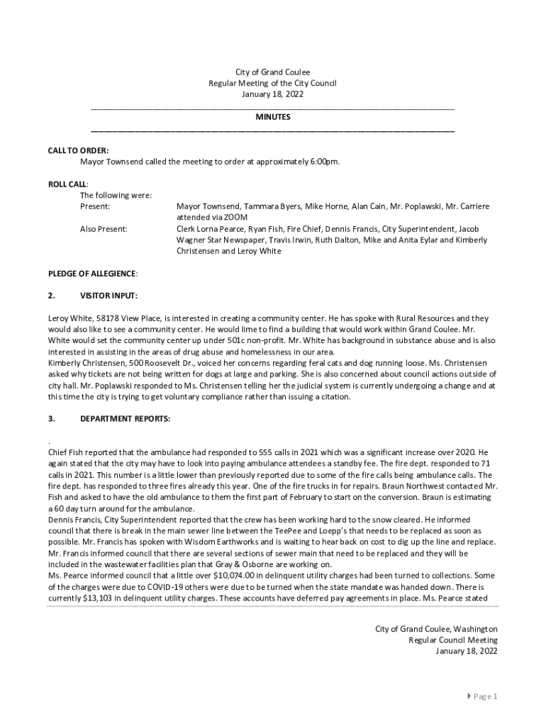 Fillable Online City of Grand Coulee Fax Email Print pdfFiller