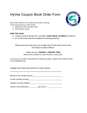 Fillable Online HyVee Coupon Book Order Form Fax Email Print - pdfFiller