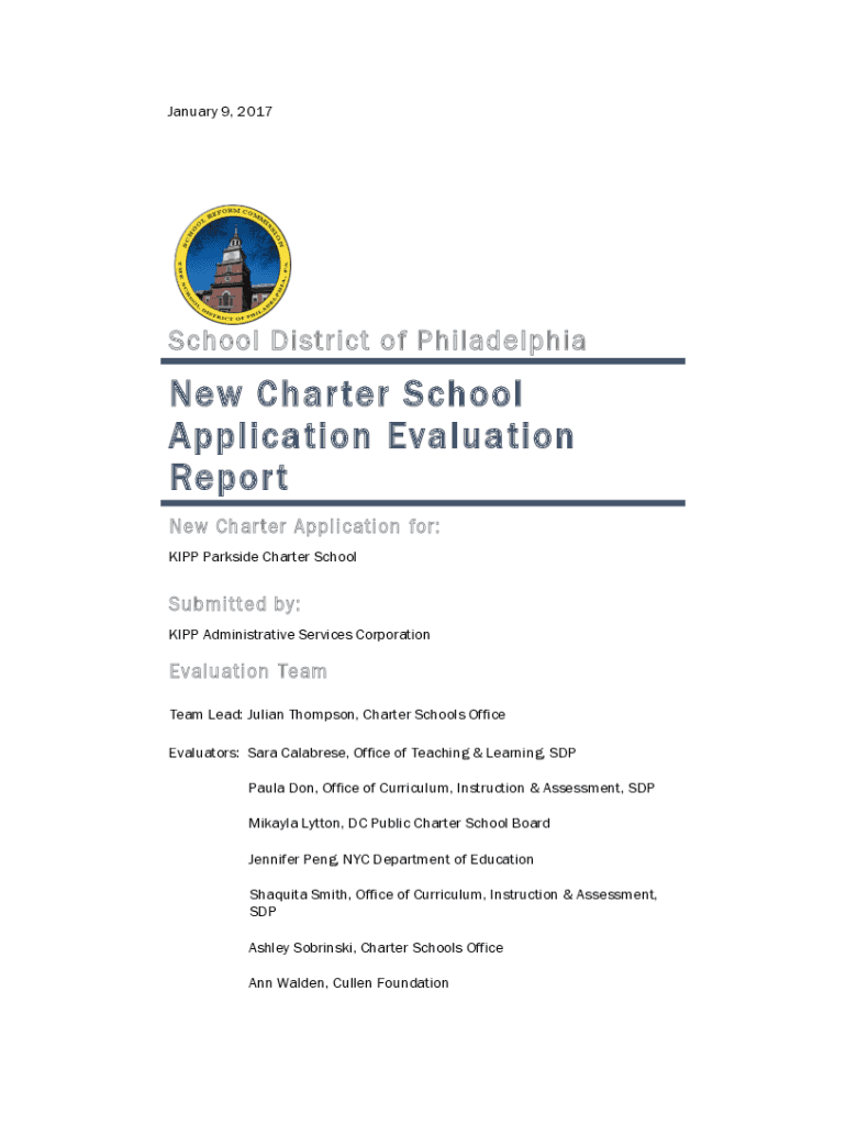 Fillable Online New Charter School Application Evaluation Report Fax