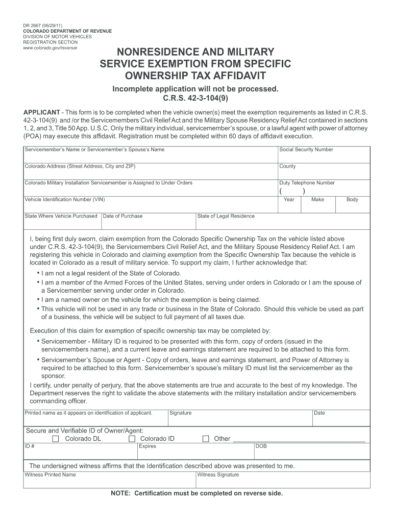 20112021 Form CO DR 2667 Fill Online, Printable, Fillable