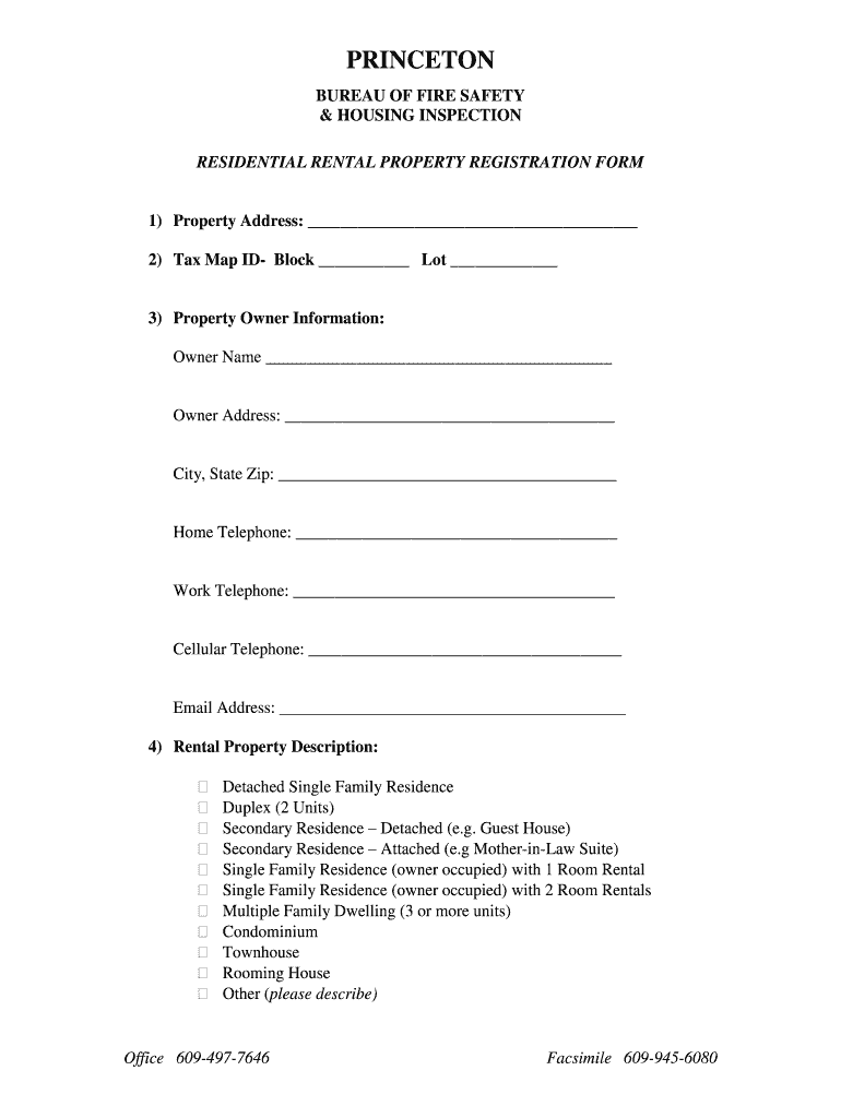 Fillable Online RESIDENTIAL RENTAL PROPERTY REGISTRATION FORM Fax Email Print pdfFiller