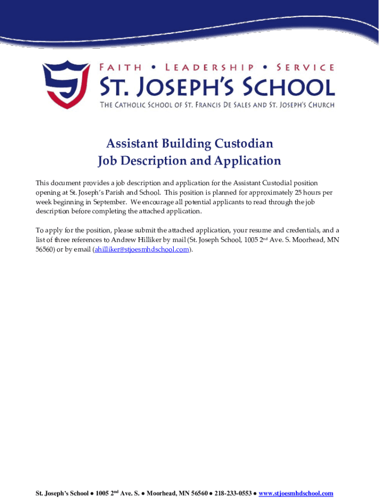 Fillable Online Custodian job description template Fax Email Print