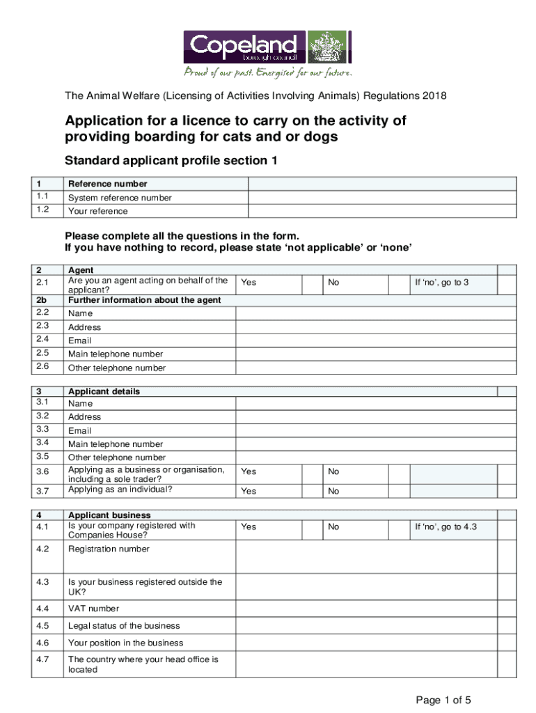 Fillable Online Animal boarding licence application form Fax Email Print pdfFiller