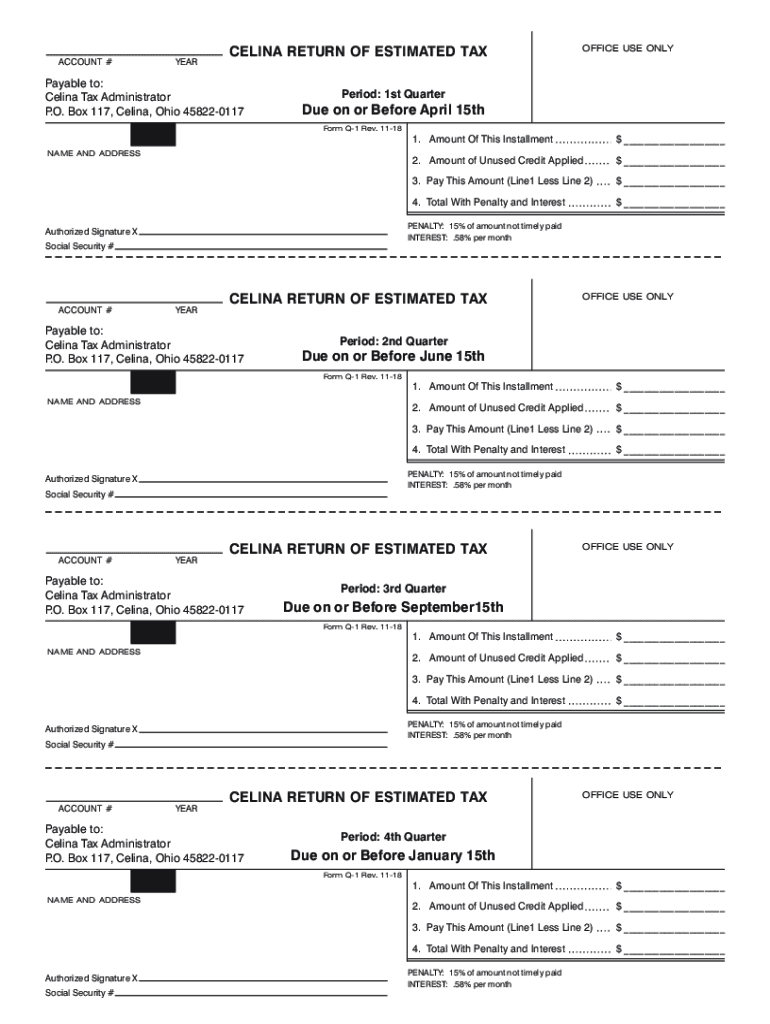 Fillable Online Tax Return Vouchers.cdr City of Celina, Ohio