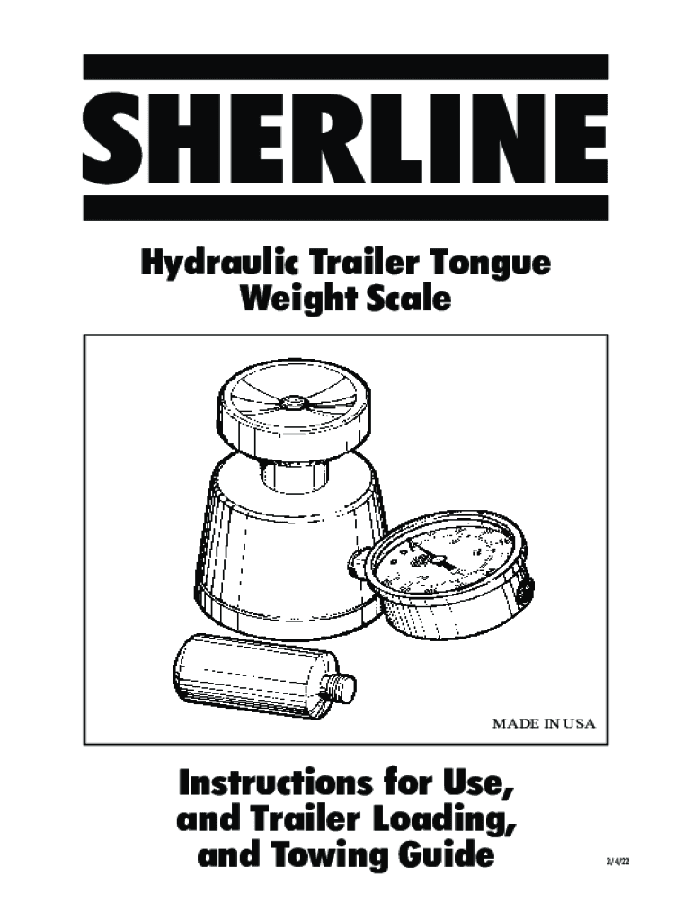 Fillable Online Care and Use of Your Sherline Trailer Tongue Weight