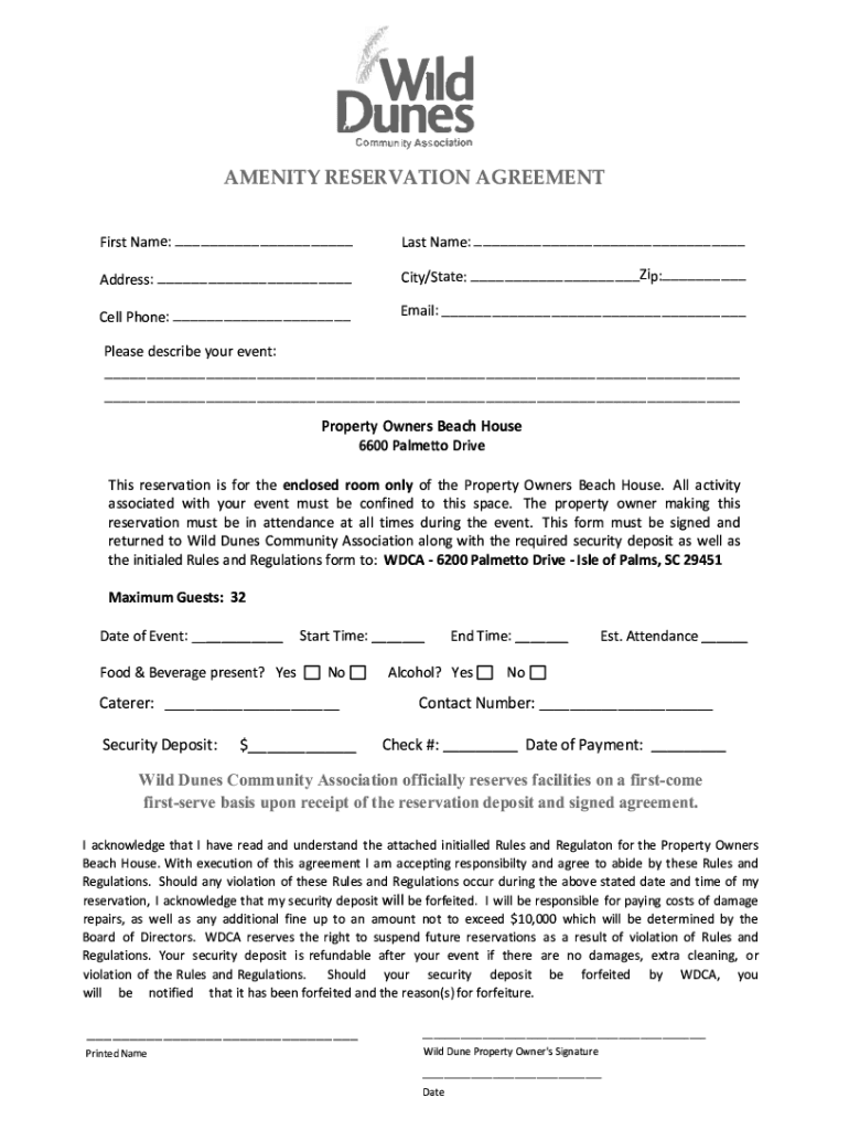 Fillable Online Sample Reservation Agreement Fax Email Print pdfFiller