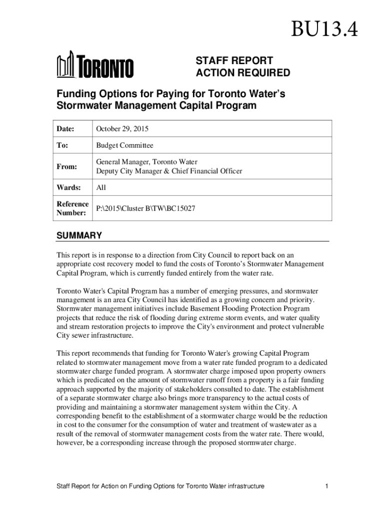 Fillable Online Urban Water Management City of Toronto a Case Study Fax Email Print pdfFiller