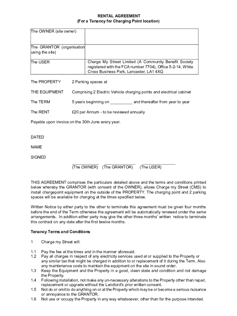 Fillable Online electric vehicle charging station host lease agreement