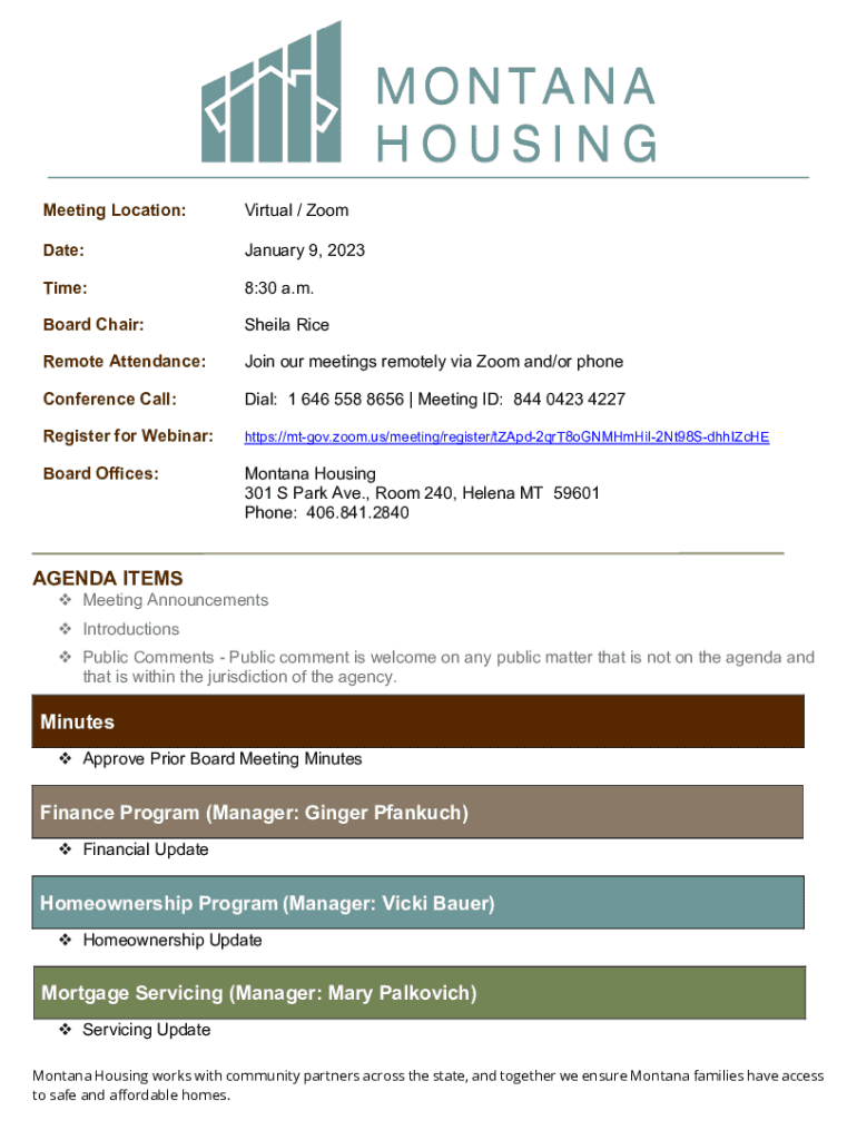 Fillable Online housing mt https//mtgov Fax Email Print pdfFiller