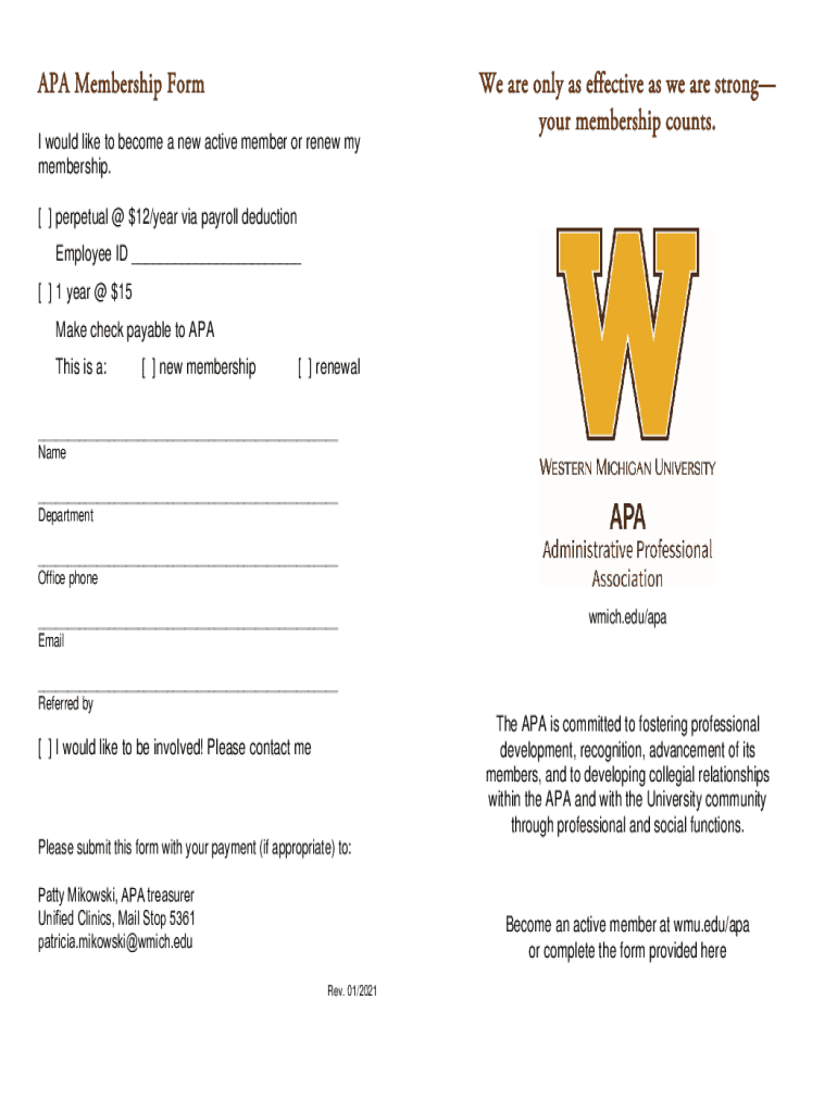 Fillable Online APA Membership Form Fax Email Print pdfFiller