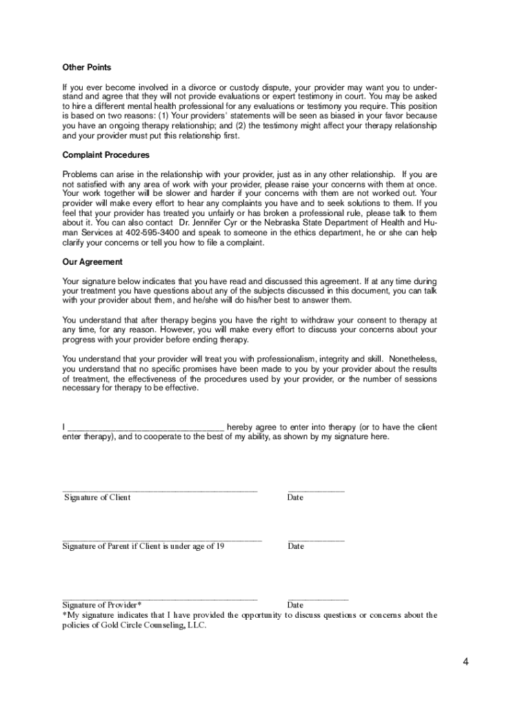 Fillable Online What to Expect Gold Circle Counseling Fax Email Print