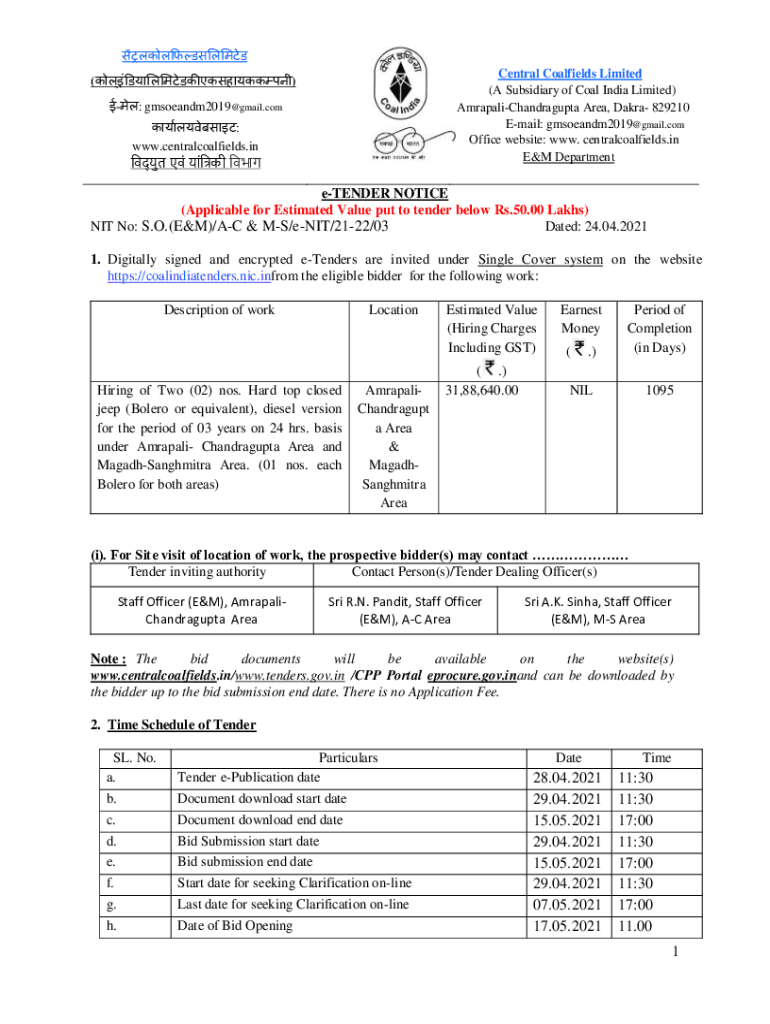 Fillable Online Central Coalfields limited Fax Email Print pdfFiller