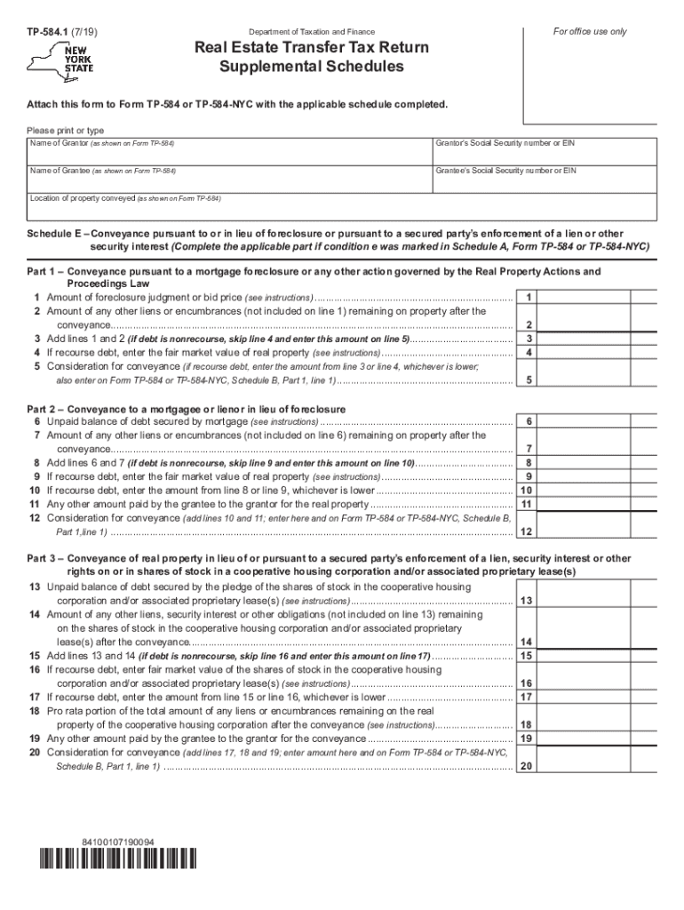 Fillable Online Form TP584.17/19Real Estate Transfer Tax Return Supplimental Fax Email